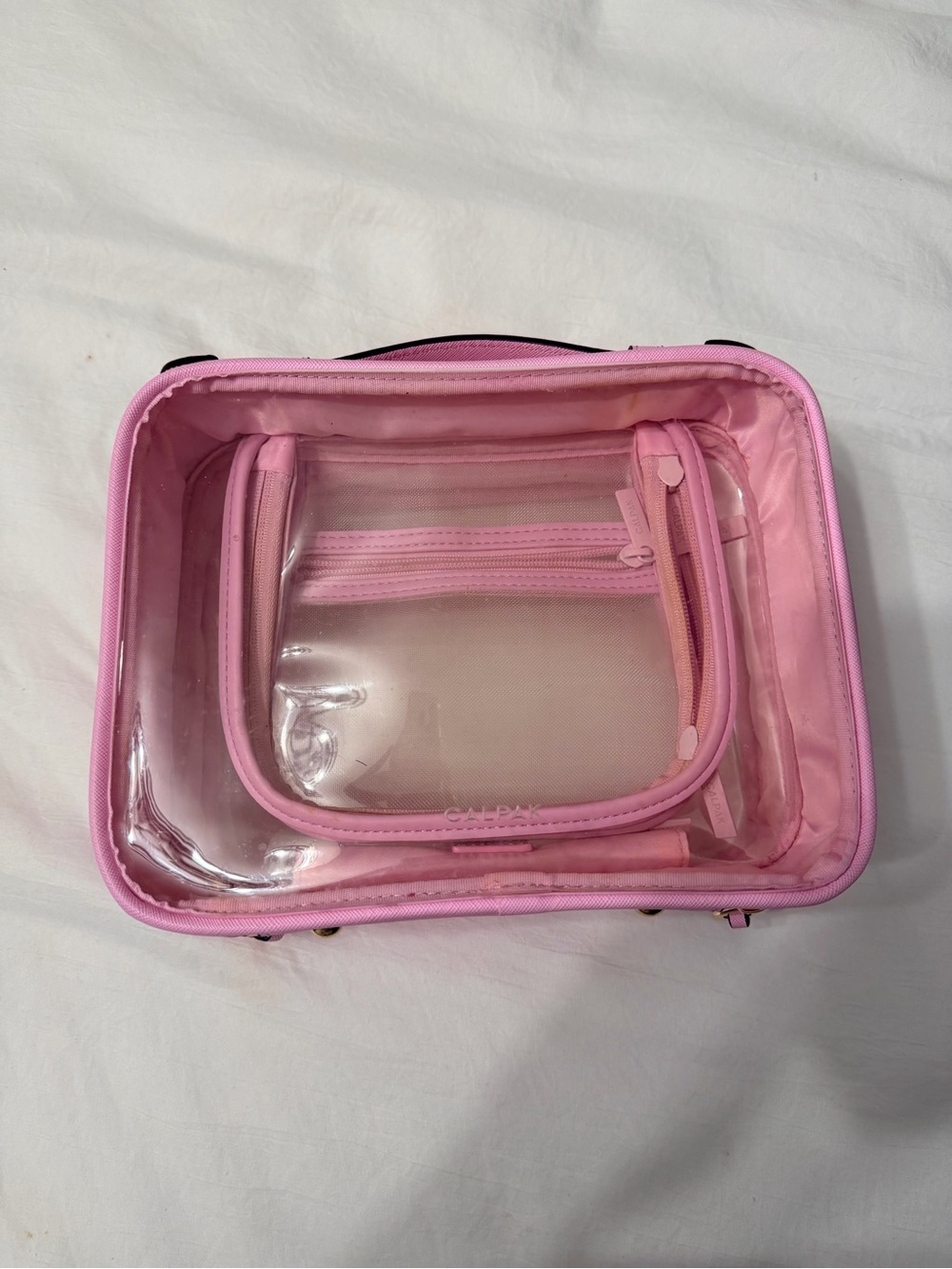 Calpak Pink Clear Cosmetic Travel Case